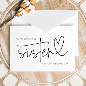 Regalo per la sorella, regalo per la sposa, biglietto per la sposa, regalo per la festa nuziale, biglietto per mia sorella il giorno del suo matrimonio, regali per la damigella d'onore, partecipazioni di nozze, migliore amica