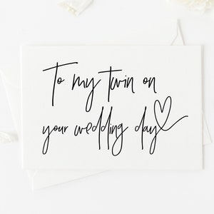 Tarjeta para mi gemelo en el día de tu boda, regalo para hermano gemelo, regalos para hermano y hermana, tarjeta para hermana gemela, tarjetas para la fiesta nupcial, tarjetas de agradecimiento para la boda