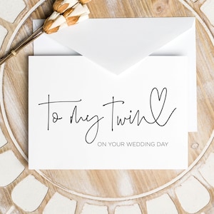 Zu meinem Zwilling an Ihrem Hochzeitstag Karte, Zwillingsbruder Geschenk, Bruder Schwester Geschenke, Zwillingsschwester Karte, Brautparty Karten, Hochzeit Dankeskarten