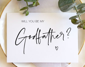 Simple Will You Be My Godfather Card, God Father Proposal Card, Christening Gift, Baptism Gift, Godparent Asking Card BT
