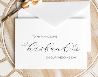 Groom Card From Bride, Groom Gifts, To My Husband On Our Wedding Day, HandsomeHusband Gift, Husband Wedding Gift, Elegant Wedding Day Card