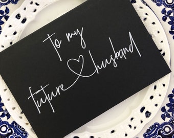 Black and White Wedding Day Card From Bride to Groom, To My Future Husband Card, Gift For Groom, To My Groom Card, For Fiance CS