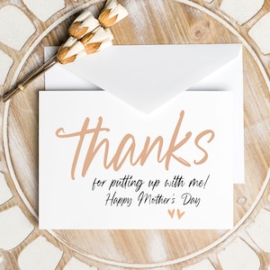 Regalo divertido para el día de la madre, gracias por aguantarme, mamá de los niños, regalos del marido para la esposa, tarjeta del día de la madre, día de la madre, recuerdo