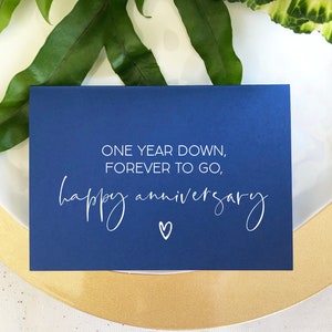 Navy Blue One Year Down, Forever to Go Happy Anniversary Card, First Anniversary Card, 1st Anniversary Gift, Paper Anniversary, voor man