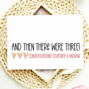Custom Pregnancy And Then There Were Three Congratulations Having Baby Card, for Sister Congrats You're Pregnant Friend, Mum Mom to Be Gift