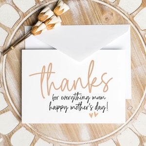 Funny Mothers Day Gift, Thanks For Everything Mum Card from Children, Gifts from Husband for Wife, Mums Day Card, For Mothers Day, Keepsake