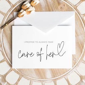 Siempre cuidaré de ella Tarjeta del día de la boda para suegros, regalos personalizados para suegra, padre de la novia, madre de la novia