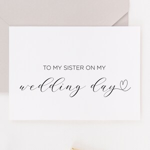Schwester Geschenk, Brautpartygeschenk, meiner Schwester auf meiner Hochzeitstag Karte, Brautjungfer Geschenke, Hochzeitskarten, Herzkarte, einfache Hochzeit, schwarz