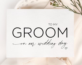 To My Groom Wedding Card, From Bride, Husband from Wife On Wedding Day, Gift For Groom To Be, Love Cards, Cute Modern Wedding Stationery