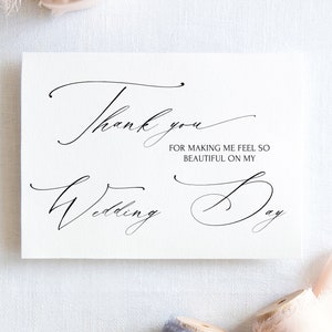 Danke dafür, dass ich mich schön fühle, Hochzeit Dankeskarte, Make Up Artist Danke, Brautparty Geschenke, Hochzeitstag Karte von der Braut