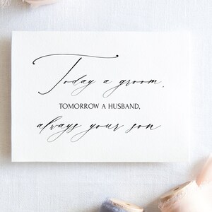 Carte pour toujours votre fils, à mes parents le jour de mon mariage, aujourd'hui un marié, demain un mari, parents du marié, carte pour papa et maman