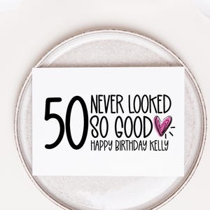 Personalised 50th Birthday Card, Fiftieth Bday, For Him or Her Happy Birthday, Cute Keepsake Gift, Customised Turning Fifty Friends Party