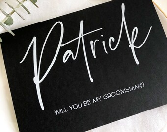 Custom Black and White Groomsman Proposal Card, Personalized Will You Be My Groomsman Asking, Best Man Request, Bridal Party Gift Ideas, BT