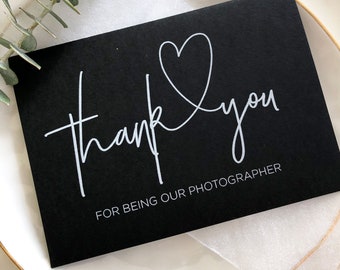 Black and White Thank You For Being Our Photographer Wedding Day Card, Wedding Photographer Gift Ideas, Thank You Cards for Wedding