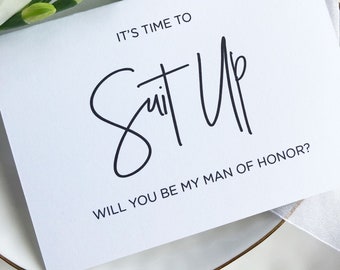 Man of Honor Card, Best Man Card, BestMan Card, Will You Be My Man of Honour, Asking Best Man, Keepsake Card, Suit Up Card, Bridal Party