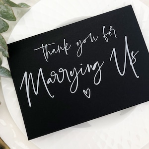 Zwart-wit bedankt dat je met ons trouwt Trouwkaarten, bruiloft Officiant cadeau voor Officiant, kaart voor bruiloft, moderne BT