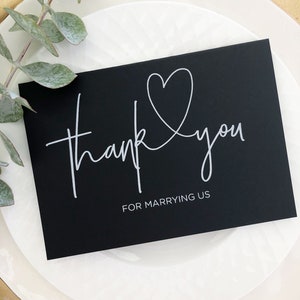 Schwarz-Weiß-Danke, dass Sie uns heiraten Hochzeitstag Karte, Offiziant Geschenk, Offiziant Karte, Zelebrant Karte, Priester Karte, Moderne Hochzeit CS