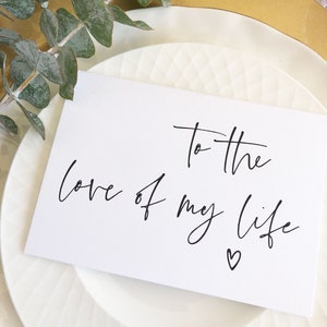 Tarjeta al amor de mi vida, para que la novia del novio sea regalo, para el esposo el día de la boda, tarjeta de regalo del novio a la novia, tarjeta para el regalo del esposo BT