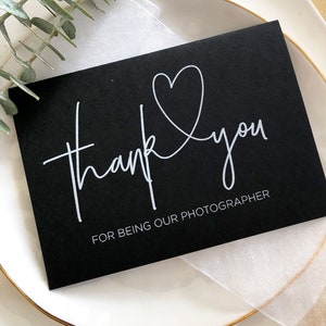 Schwarz-Weiß-Danke, dass Sie unser Fotograf Hochzeitstagkarte, Hochzeitsfotograf Geschenkideen, Dankeskarten für Hochzeit sind