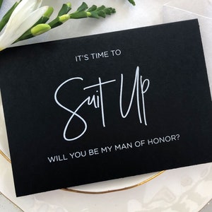 Carte Serez-vous mon homme d'honneur noir et blanc, cadeau homme d'honneur, demande de garçon d'honneur, invitation d'homme d'honneur, fête de mariage CS