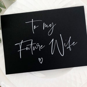 Tarjeta en blanco y negro para mi futura esposa, para mi novia en nuestra boda, tarjeta para futura esposa, tarjeta para novia, regalo de novio a novia, BT moderno