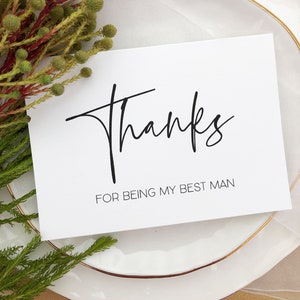 Carte de mariage noir et blanc, Merci d'avoir été mon meilleur homme, cadeau de garçon d'honneur, cartes de remerciement de mariage, cadeaux de fête de mariage, BT élégant
