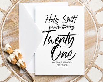 Funny Personalized 21st Birthday Card, Twenty First Bday, For Girl Boy Happy Birthday, Keepsake Gift, Customized Twenty One Daughter Party
