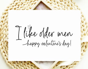 Carte drôle de bonne Saint-Valentin pour petit ami, carte J'aime les hommes plus âgés pour mari, carte V Day de petite amie, carte d'anniversaire Je t'aime