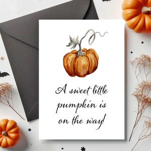 Carte de révélation de grossesse d'Halloween pour la famille et les amis, Une petite citrouille pour faire-part de grossesse, Fantasmagorie promue tante, oncle, grands-parents