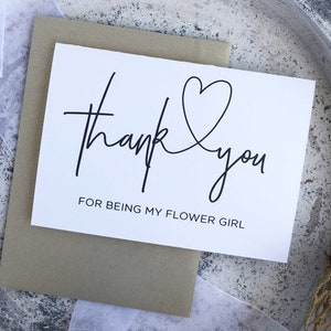 Danke, dass Sie mein Blumenmädchen, Dankeschön-Karte, Blumenmädchen Geschenk, Blumenmädchen Geschenk, Blumenkarte, für Brautjungfer Karte, Hochzeit Tageskarte