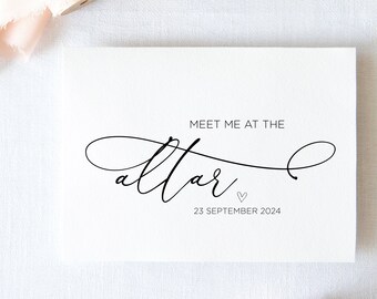 Linda tarjeta de boda para mi novio, Encuéntrame en el altar, Esposo el día de la boda, Regalo para el futuro novio, Para el novio de la novia, Futura esposa, Elegante