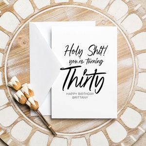 Funny Personalized 30th Birthday Card, Thirtieth Bday, For Him Her Happy Birthday, Cute Keepsake Gift, Customized Turning Thirty for Friend