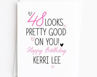 Carte d'anniversaire personnalisée avec nom et âge, anniversaire mignon pour soeur, ami, joyeux anniversaire, cadeau souvenir, carte de voeux personnalisée pour maman
