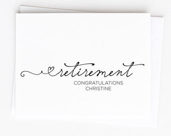 Carte de retraite personnalisée, carte d'adieu au travail personnalisée, carte de retraite d'un collègue, carte porte-bonheur, avec nom ajouté