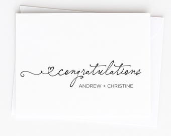 Félicitations personnalisées aux nouveaux MR & MRS, carte de mariage, jeunes mariés, cadeau personnalisé pour le jour du mariage, carte de fiançailles, avec noms ajoutés