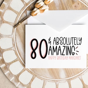 Personalisierte 80. Geburtstagskarte, achtziger Geburtstag für Mama Papa alles Gute zum Geburtstag, niedliches Andenken Geschenk, maßgeschneidert für die Elternparty
