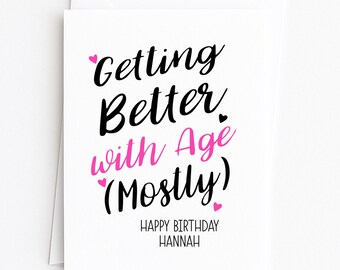 Carte d'anniversaire personnalisée avec nom et âge, pour sœur, ami, joyeux anniversaire, carte de voeux personnalisée pour maman