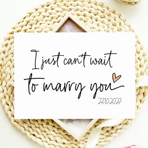 Linda tarjeta de boda para mi novia, no puedo esperar para casarme contigo, para mi novio el día de la boda, regalo para la prometida, para el futuro esposo y la esposa