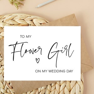 Minimalist für mein Blumenmädchen an meiner Hochzeitskarte, Dankeskarten, Brautjungfer Geschenkideen, für Blumenmädchen Geschenke, Brautparty BT