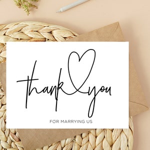 Carte Merci de votre mariage, Cadeau de célébrant, Carte de célébrant, Carte de mariage moderne, Carte de célébrant de mariage, Cadeau des mariés