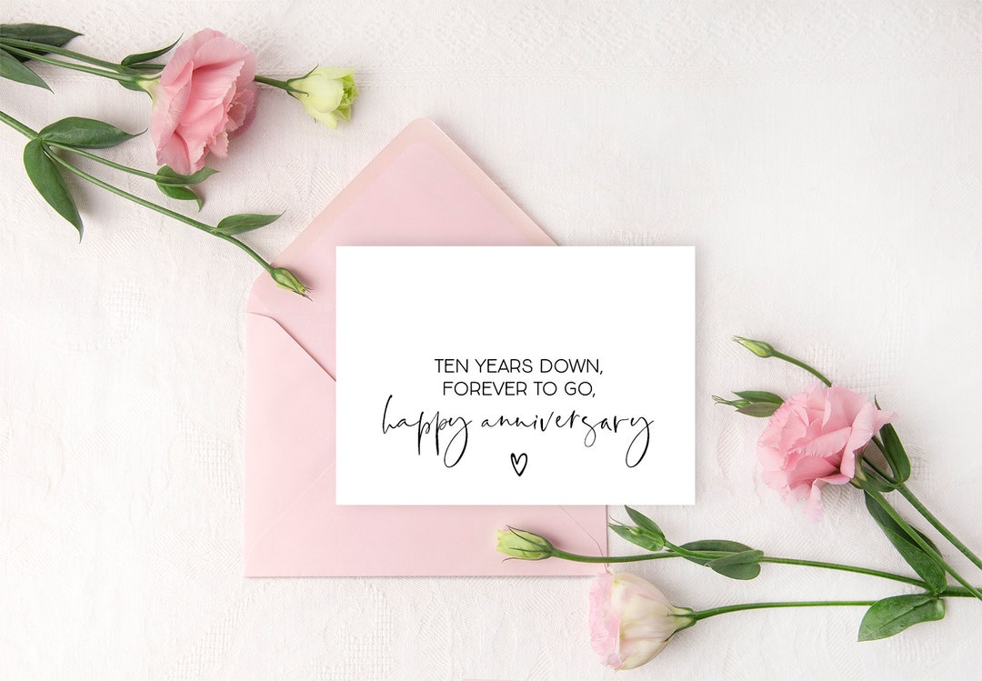 10th Wedding Anniversary Card for Her, Ten Yr Anniversary Gift for ...