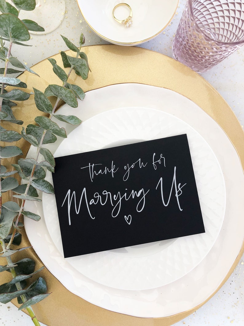 Card For Wedding Celebrant Modern BT Wedding Officiant Gift For Officiant Black and White Thank You For Marrying Us Wedding Day Cards