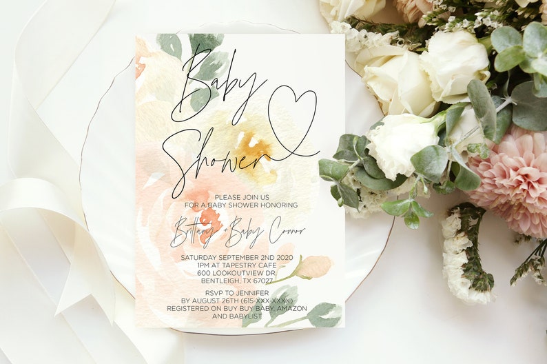 Girl Baby Shower Pretty Baby Shower Invite Boy Baby Shower Printable Elegant Baby Shower Pink Blush Floral Baby Shower Invitation