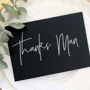 Cartão de agradecimento preto e branco para homem, cartão de dia de casamento, presente de padrinho, cartões de agradecimento de casamento, ideias de presente de padrinho, cartão de padrinho CS