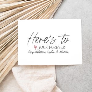 Congratulations Wedding Day Card for the Bride and Groom Gift, Personalised Card Getting Married, Mr and Mrs, Heres to Your Forever Engaged