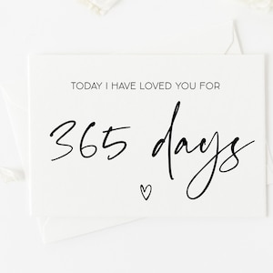 Eerste verjaardagskaart, vandaag heb ik van je gehouden voor 365 dagen kaart, 1e verjaardagscadeau, papieren jubileum, een jaarkaart voor echtgenoot, BT