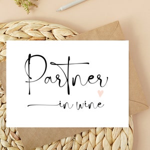 Partenaire dans la carte de jour de Galentine de vin, amitié, Bestie Love, célébrations de la Saint-Valentin, carte pour les petites amies, salutation amusante pour le meilleur ami