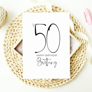 Personalized 50th Birthday Card, Fiftieth Bday, For Him Her Happy Birthday, Cute Keepsake Gift, Customized Turning Fifty Friends Party
