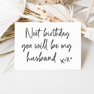 Cartão de feliz aniversário para noivo, próximo aniversário você será meu marido, presente da namorada, coração fofo, aniversário de cônjuge para ele, futura esposa