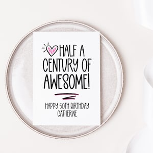 Carte personnalisée pour 50e anniversaire, cinquantième anniversaire, joyeux anniversaire pour lui ou pour son anniversaire, cadeau souvenir mignon, fête personnalisée cinquante amis fabuleux